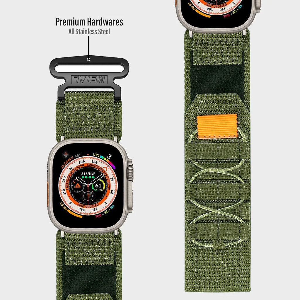 Apple Watch nylon canvas loop strap in five colours for 38/40/41mm and 42/44/45/49mm sizes