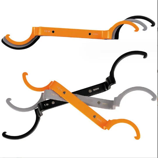 Crescent magnetic suction wrench catheter locking wrench kit three-piece set in orange, grey, and black colours