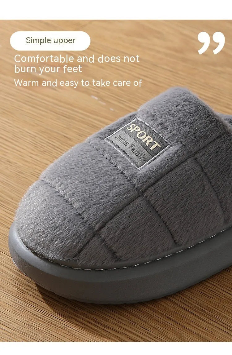 Men's plaid pattern winter slippers with toe holder design in brown, grey and coffee colours