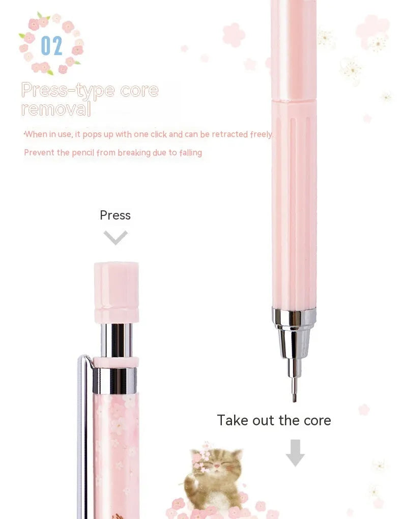 Sakura law cartoon automatic pencil set with three 0.5mm pencils and refill boxes