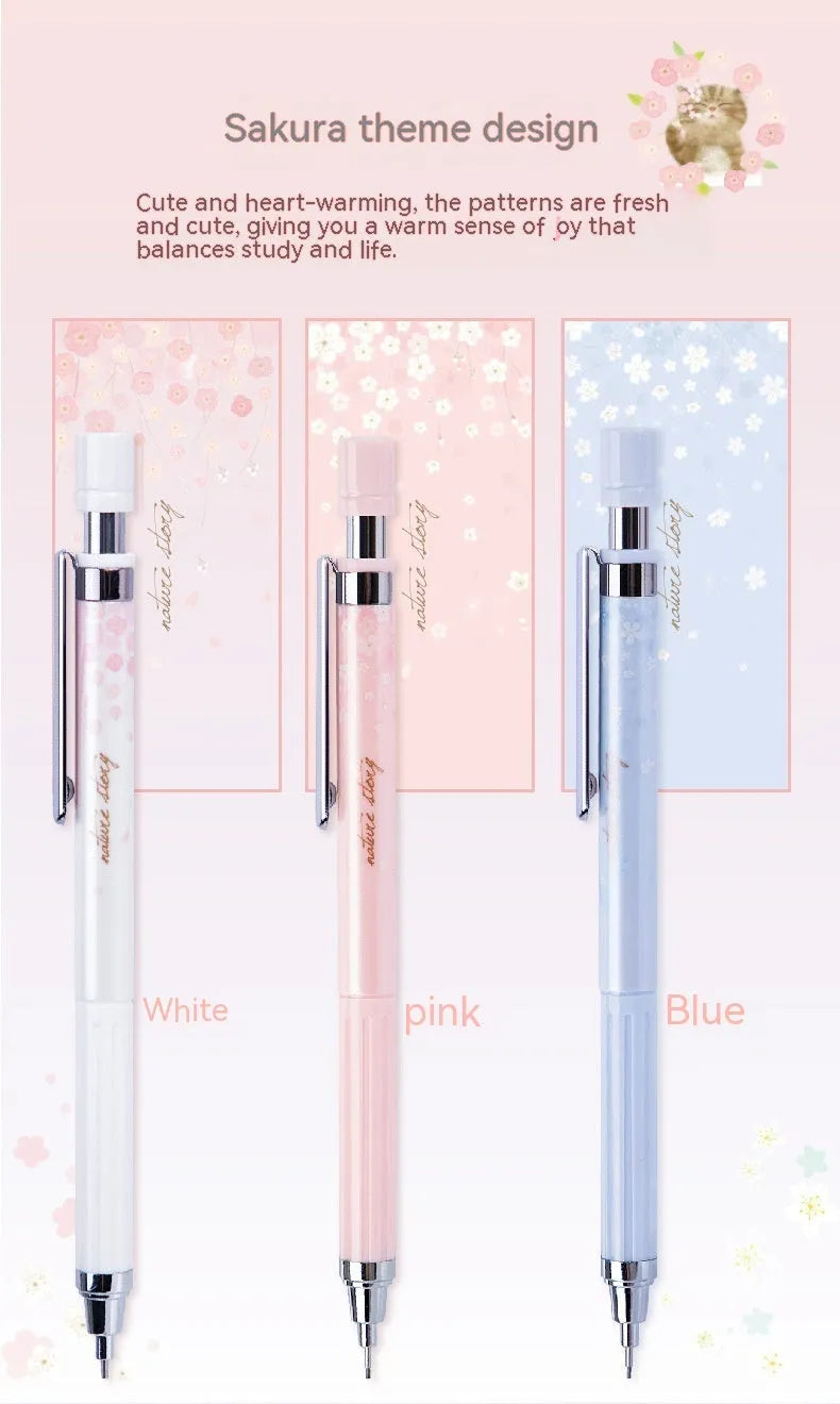 Sakura law cartoon automatic pencil set with three 0.5mm pencils and refill boxes