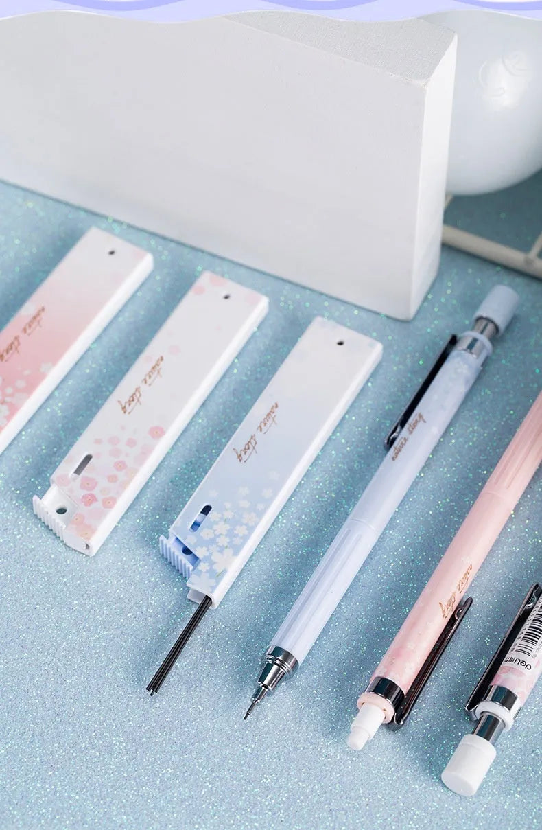 Sakura law cartoon automatic pencil set with three 0.5mm pencils and refill boxes