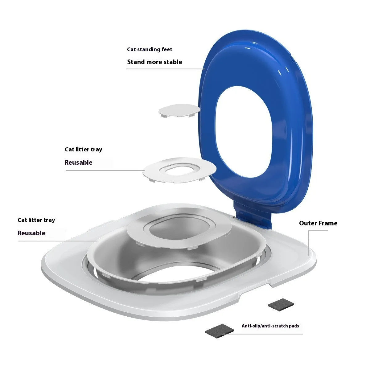 Fifth generation cat toilet trainer in ABS plastic with new shape design for pet training