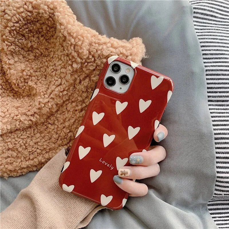 Love Glossy TPU phone case for Apple iPhone models, solid colour red back cover with glossy finish