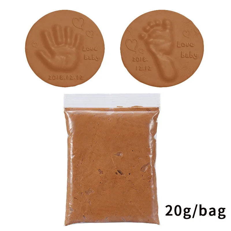 Baby handprint and footprint clay kit in ten colours, 20g soft non-toxic clay