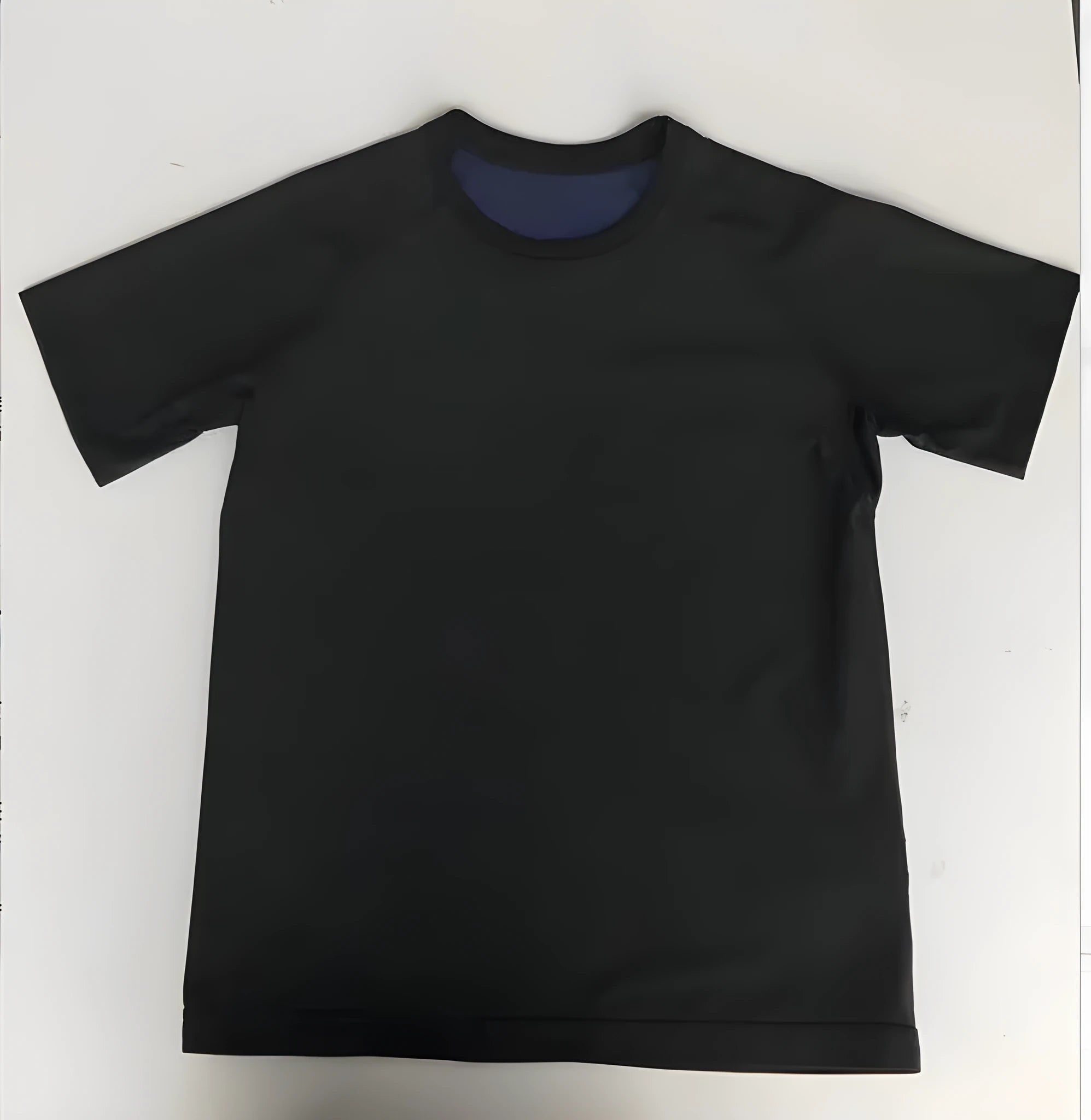 Men's black short sleeve athletic fitness body shaping tank top on display