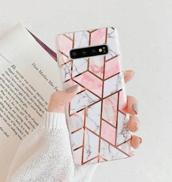 Electroplated marble design TPU phone case for Huawei and Samsung smartphones in multiple colours