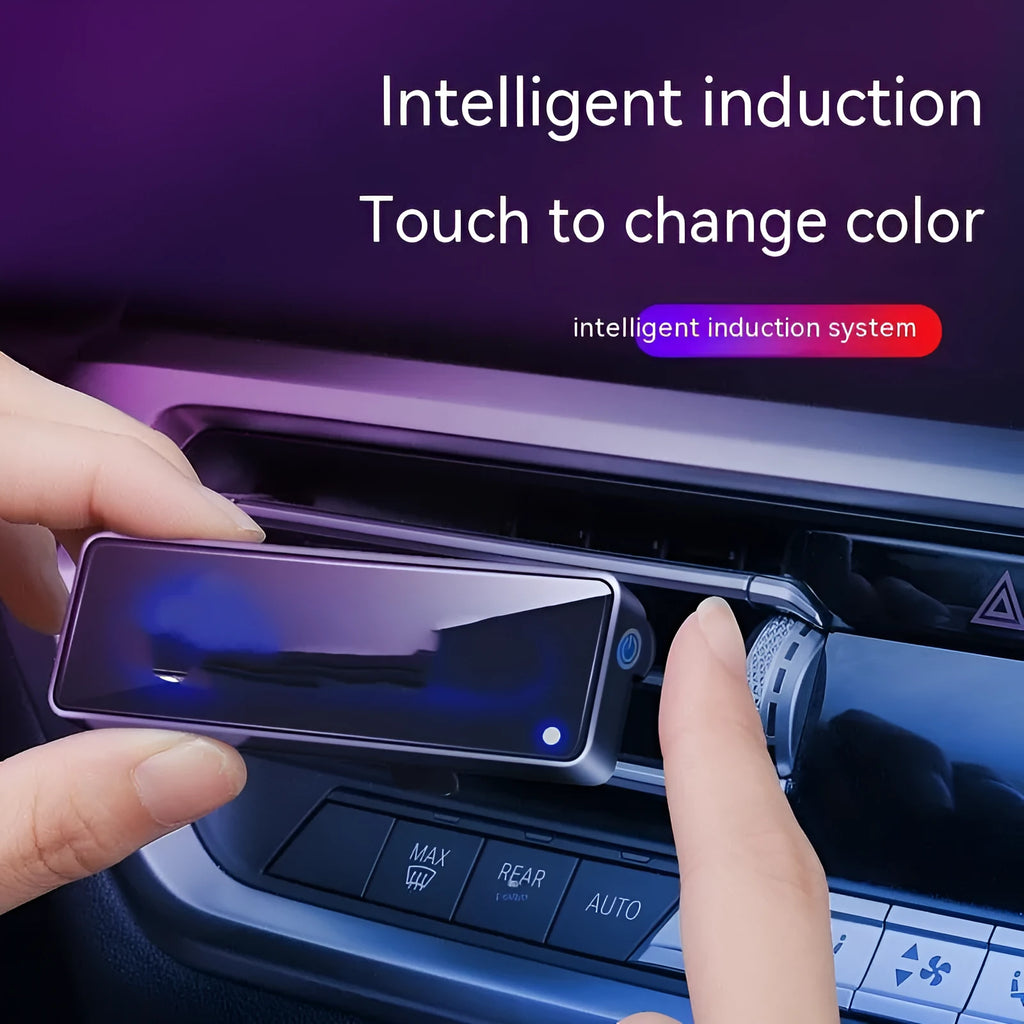 Black automobile aromatherapy air outlet ambience light with LED illumination for car interior