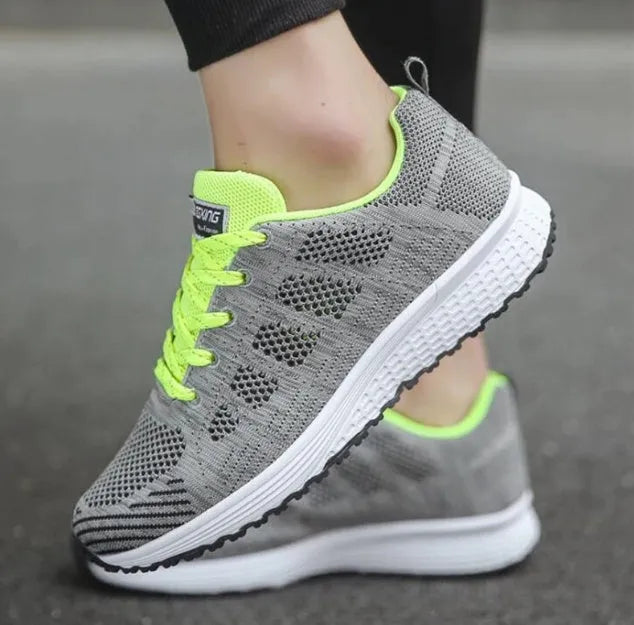 Women's sports sneakers with mesh upper, low wedge heel, available in multiple colours and sizes 35-44