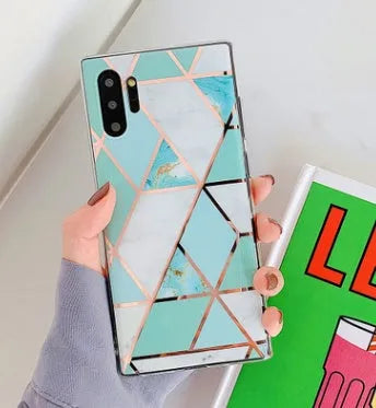 Electroplated marble design TPU phone case for Huawei and Samsung smartphones in multiple colours
