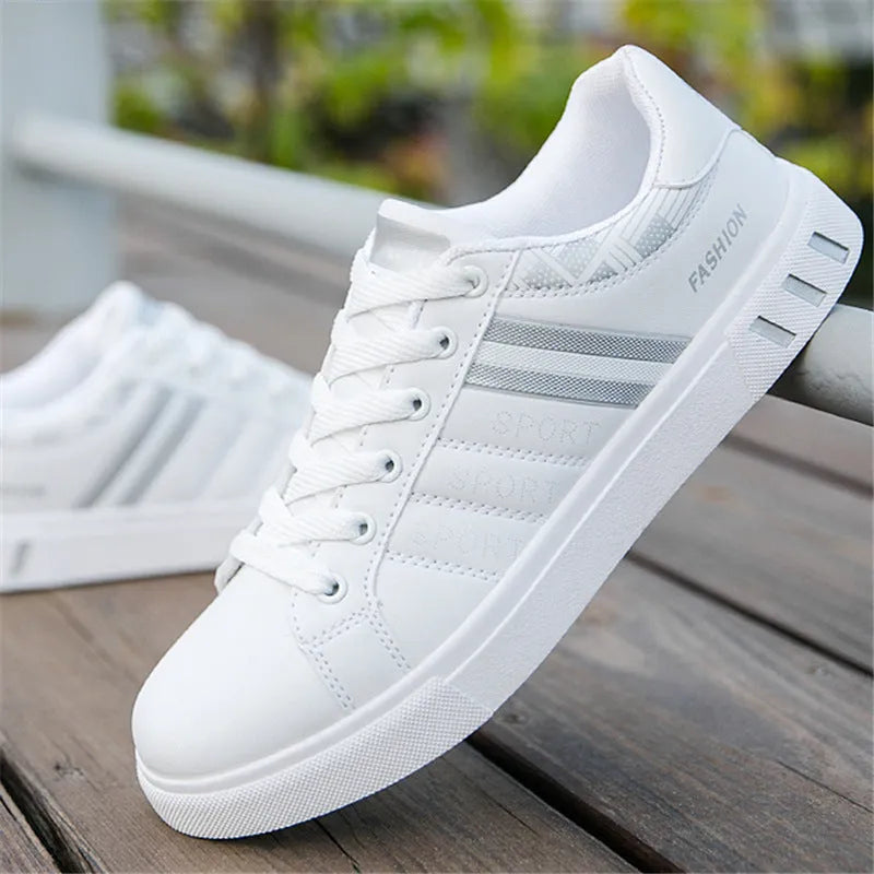 Men's sports shoes in black, grey, and white colours showing size range 39 to 44.