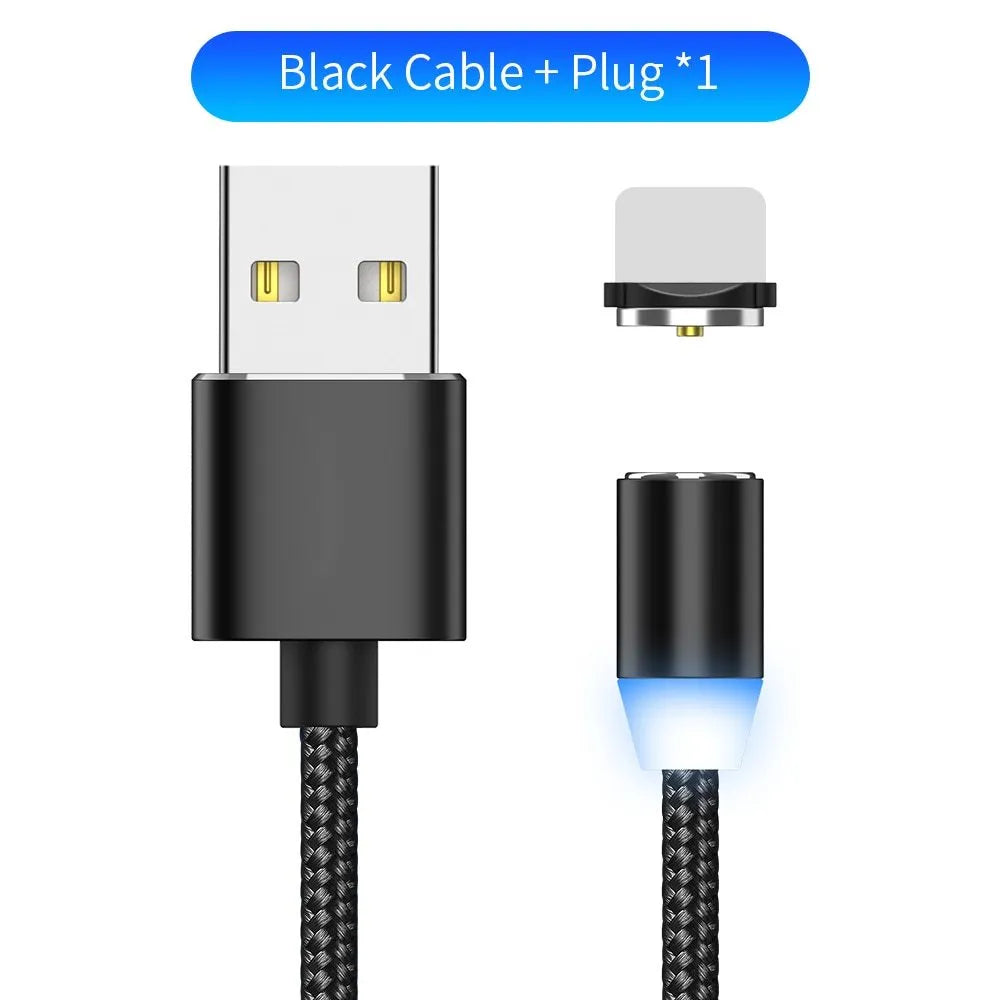YBD magnetic LED charging cable 1 metre length with aluminium shell in multiple colours