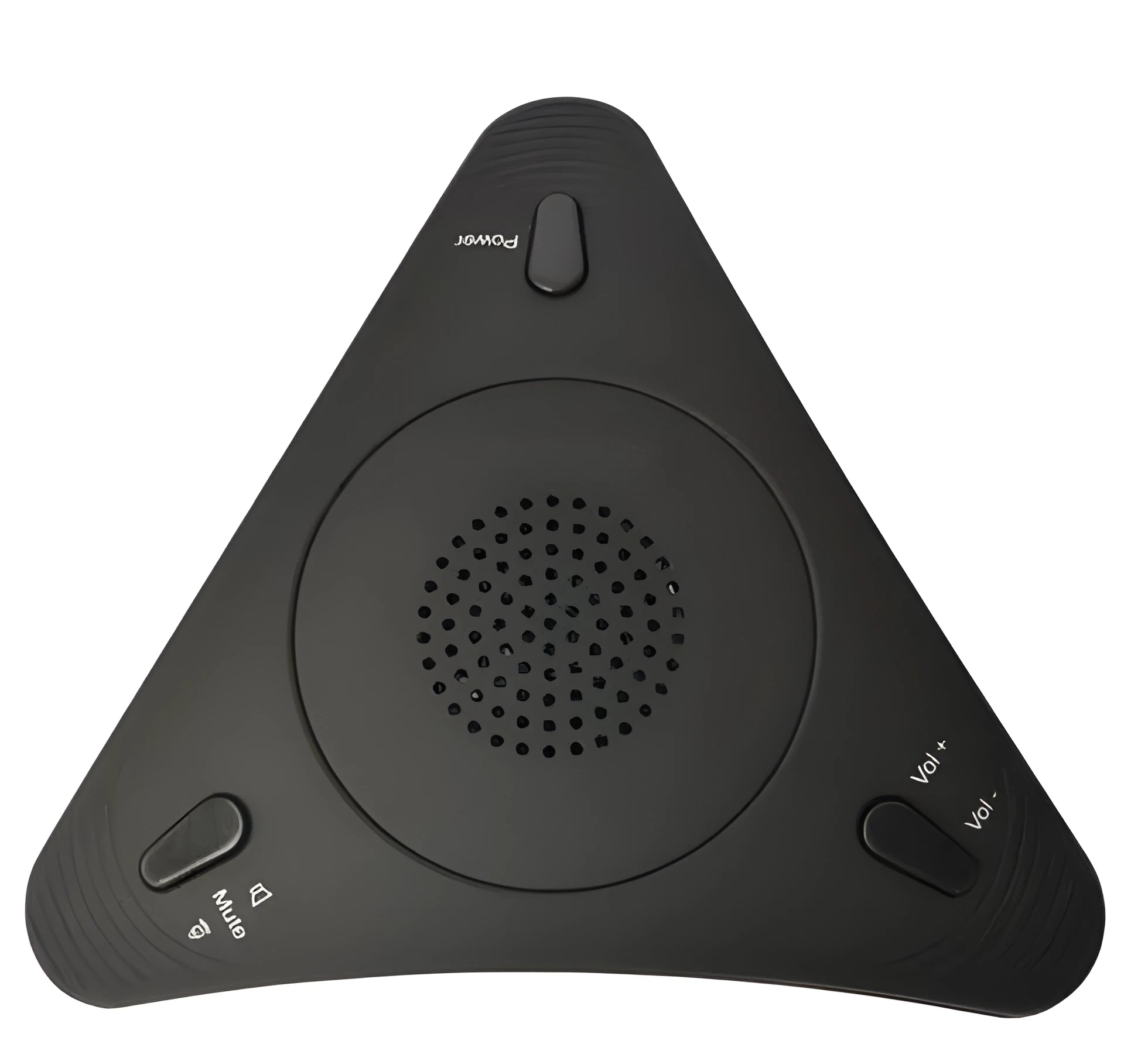 Black USB omnidirectional conference microphone with volume and mute buttons