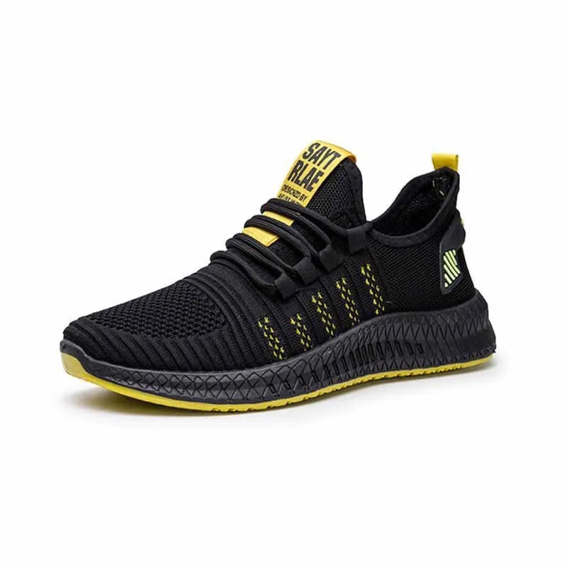 Men's low-top casual sports shoes with flying three bars stripes, cross straps, and a fly weave upper.