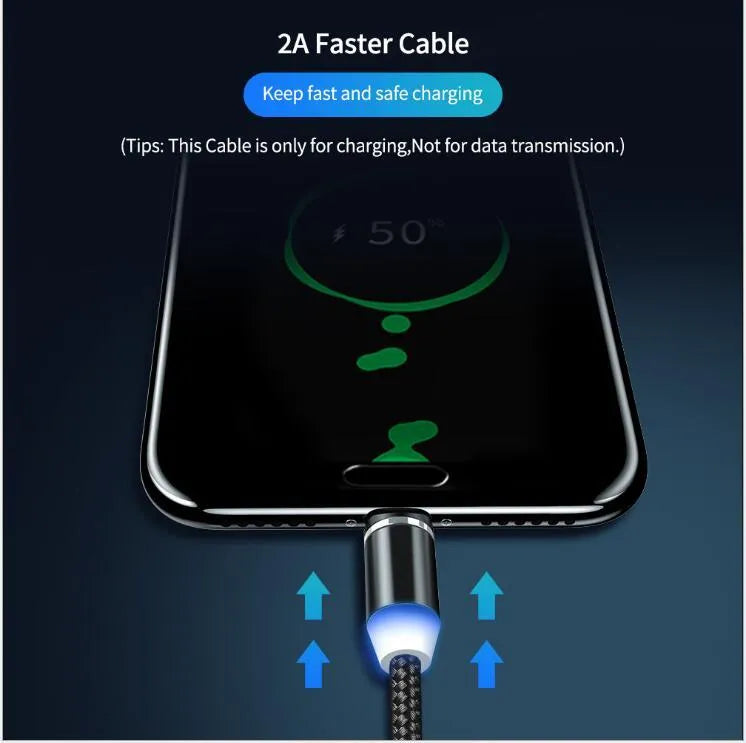 YBD magnetic LED charging cable 1 metre length with aluminium shell in multiple colours