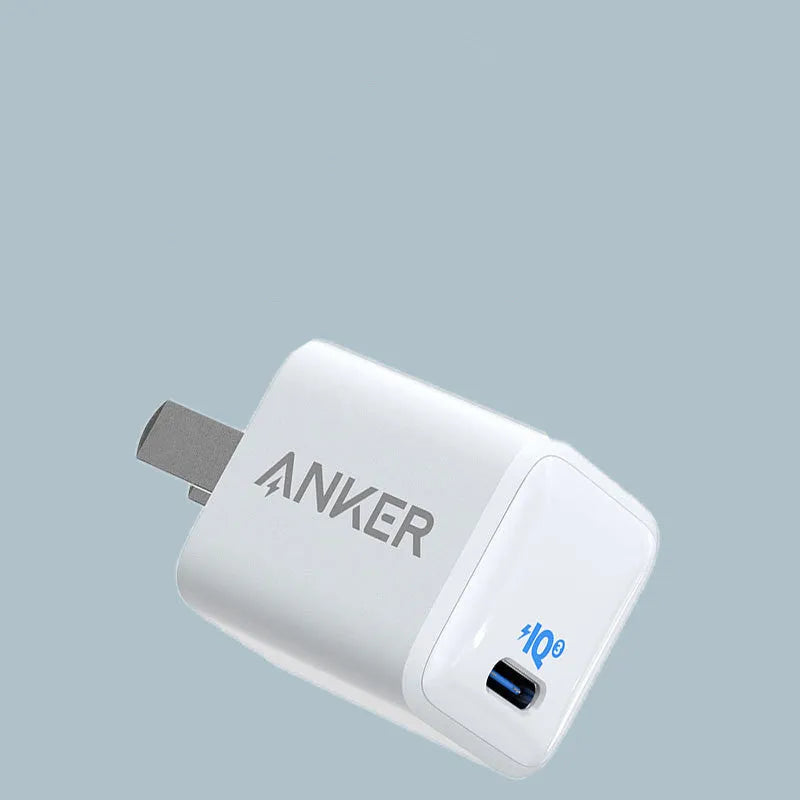 White USB travel charger with 18W fast charging for mobile phones