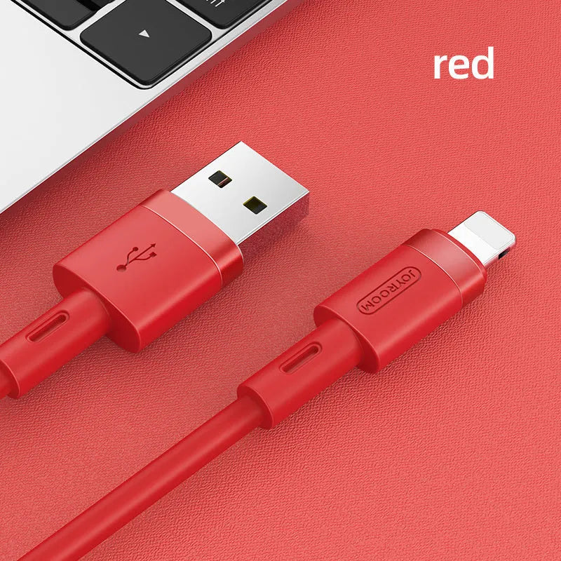 Type-C data charger cable in black, purple, red, white, and yellow colours showing 1.2m length