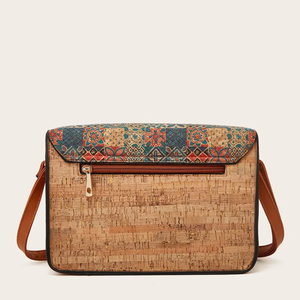 Women's printed PU crossbody bag with single shoulder strap showing large capacity design