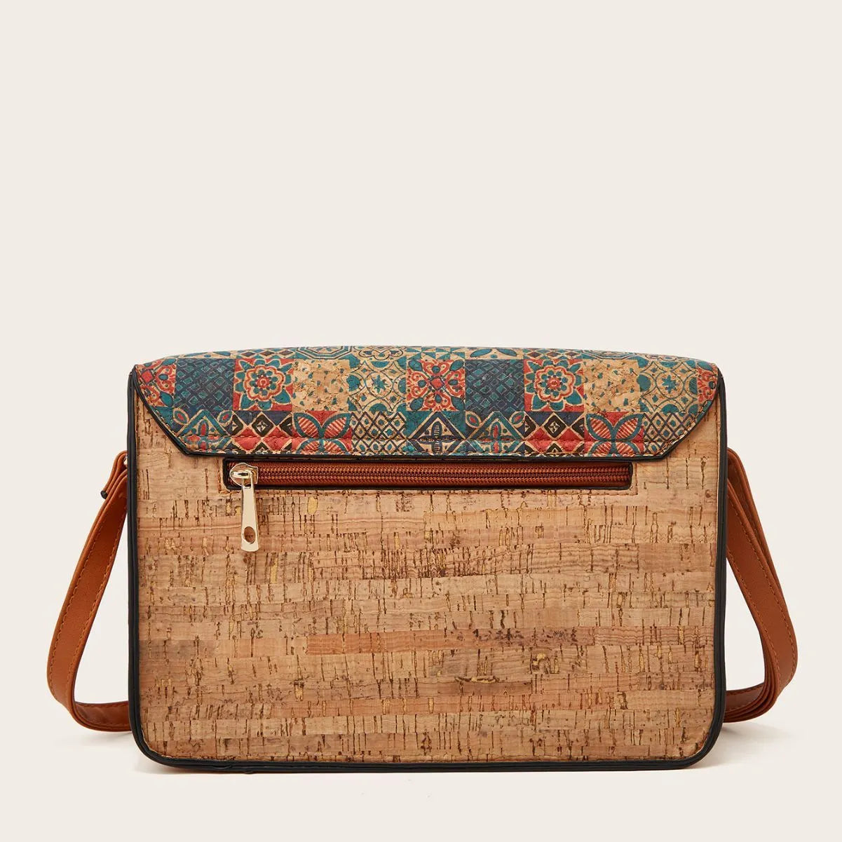 Women's printed PU crossbody bag with single shoulder strap showing large capacity design
