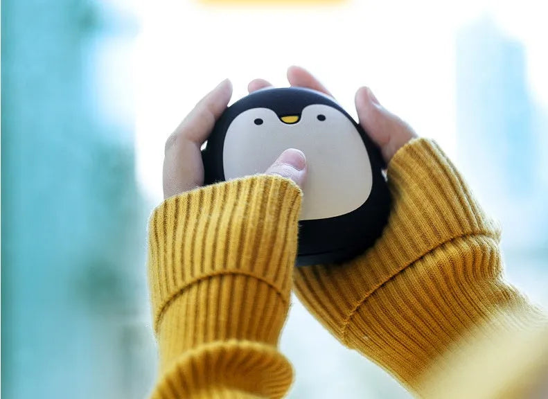 Cartoon penguin polar bear USB rechargeable hand warmer with double-side heating