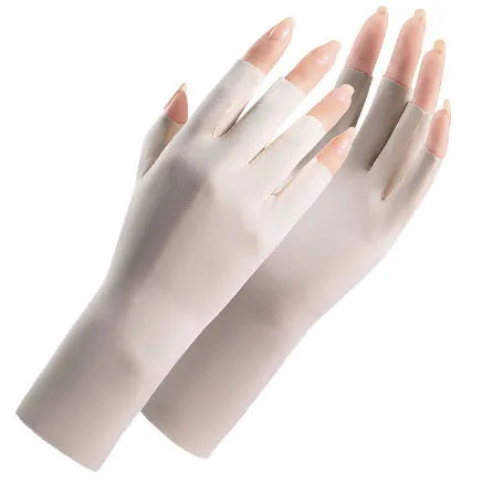 Women's UPF50 ice silk sun protection gloves in multiple colours for driving and gardening