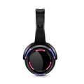 Black silent disco headphones with 40mm speakers and charging cable for wireless group listening