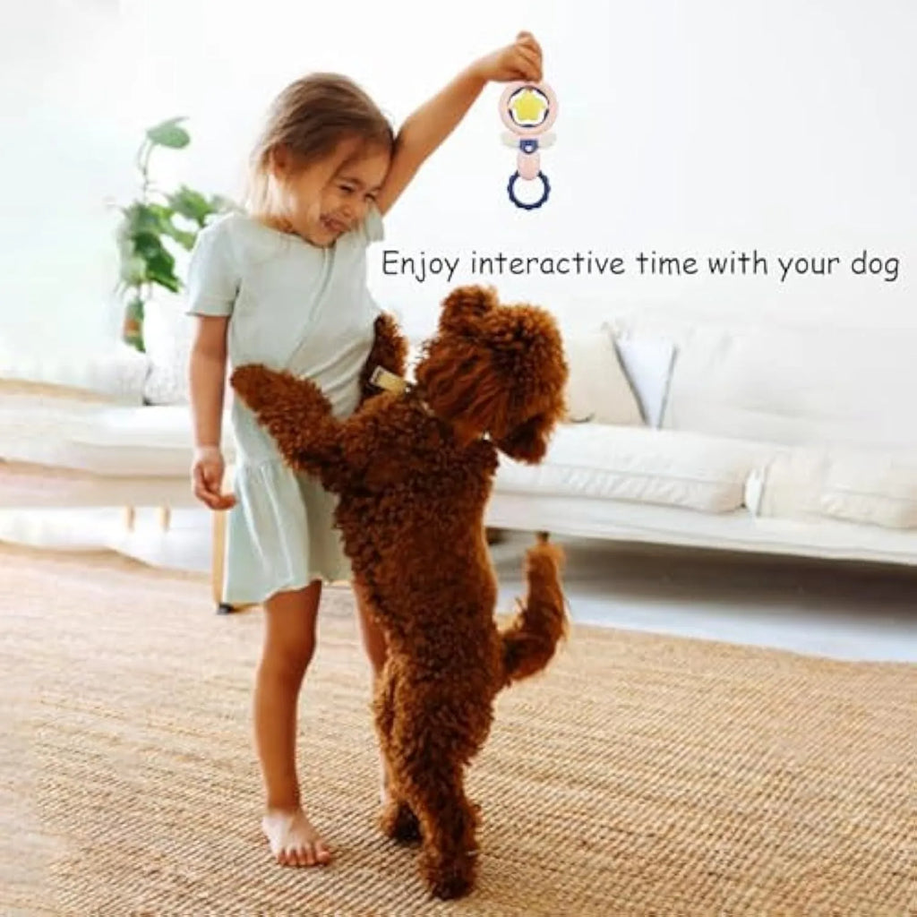 Pink durable dog chew toys for large breeds with dental cleaning features and squeaky elements