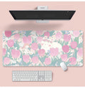 Large flower pattern computer mouse pad with natural rubber base showing floral cartoon design options