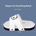 White slipper-style corrugated paper cat scratch board on floor
