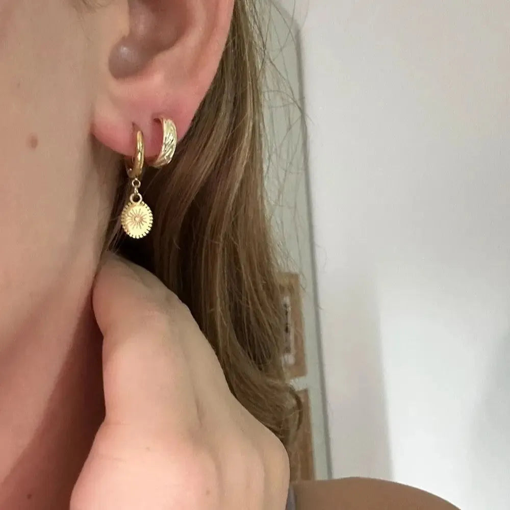 Stainless steel geometric ellipse earrings with non-fading ear buttons in XY-EH005 style