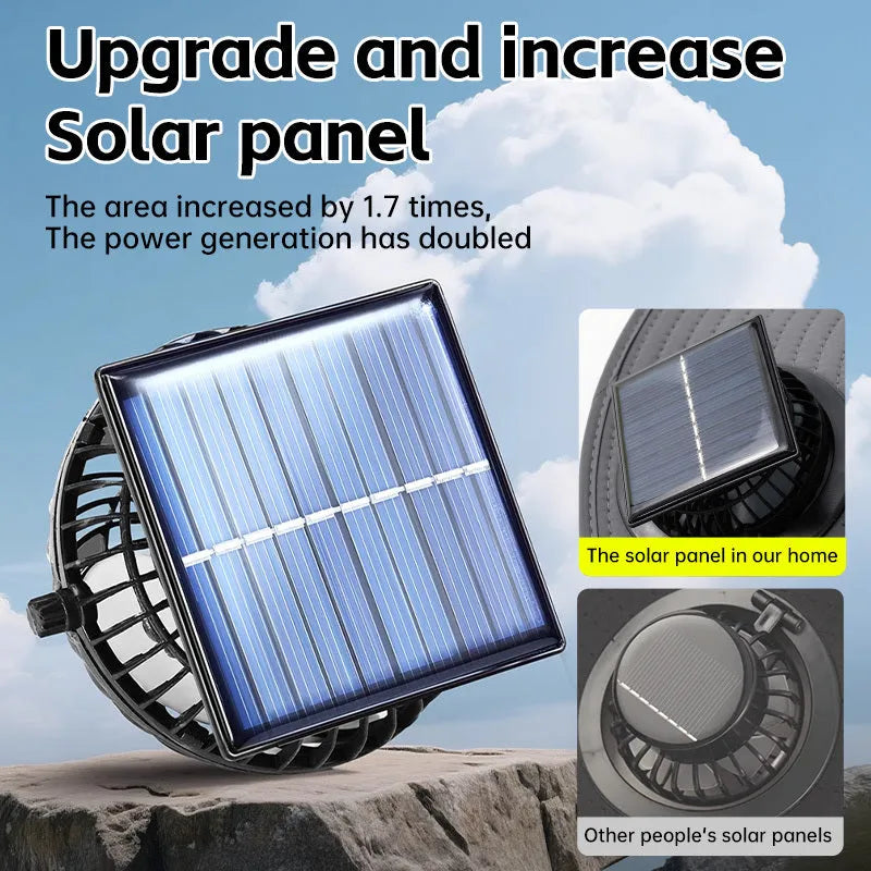 Solar-powered fan hat for outdoor fishing with adjustable design and wide sun protection brim