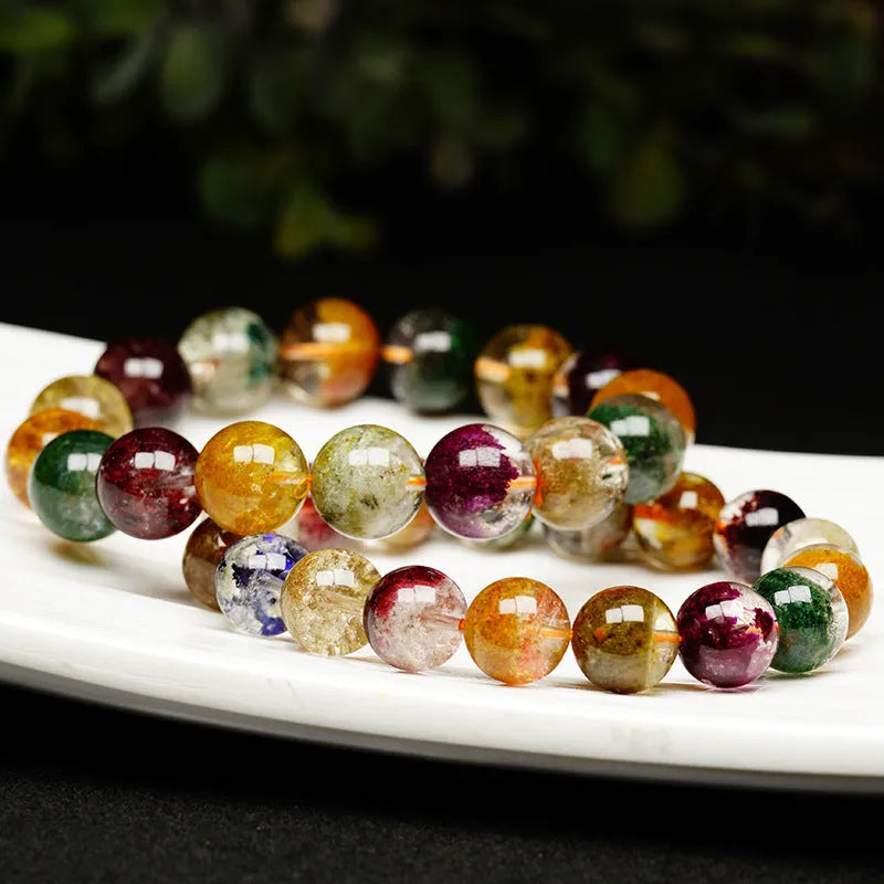 10mm ghost cornucopia crystal bracelet with ethnic style design and natural four seasons colours