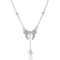 S925 sterling silver necklace with butterfly heart bow pendant on adjustable O-ring chain