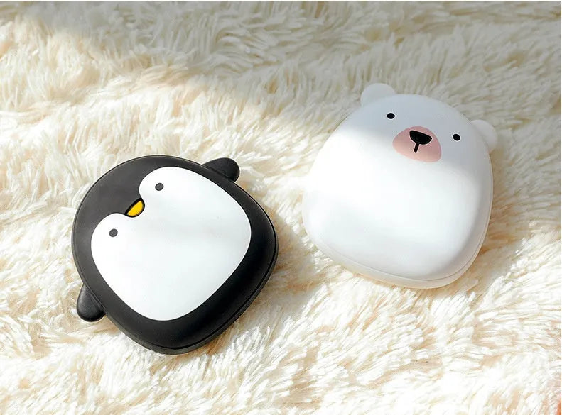 Cartoon penguin polar bear USB rechargeable hand warmer with double-side heating