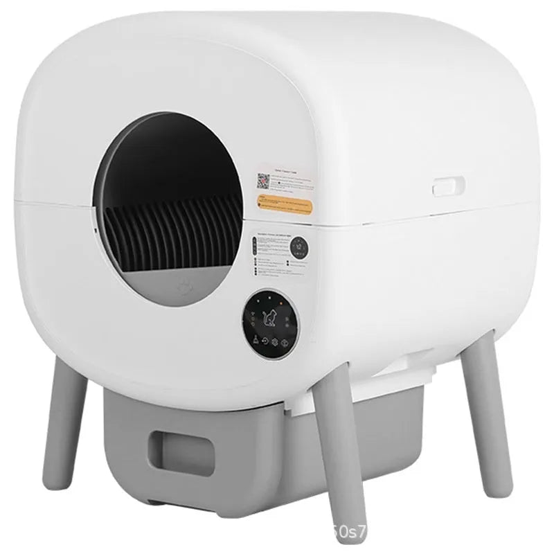 Automatic self-cleaning cat litter box with ABS plastic body and 76L capacity