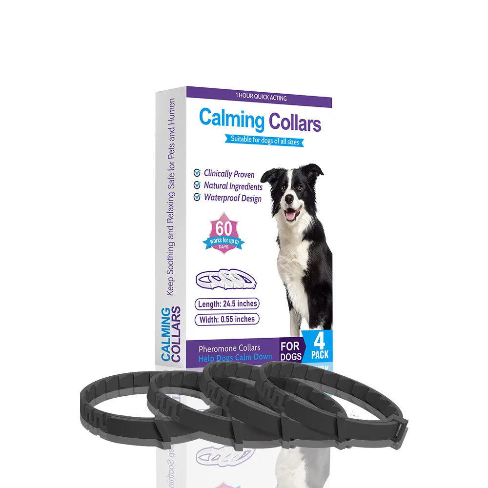 Four Chinese style monochrome pattern dog collars for anxiety relief in different colours