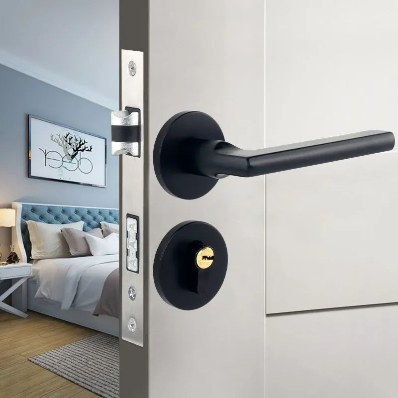 Aluminium alloy split magnetic door lock handle for timber doors