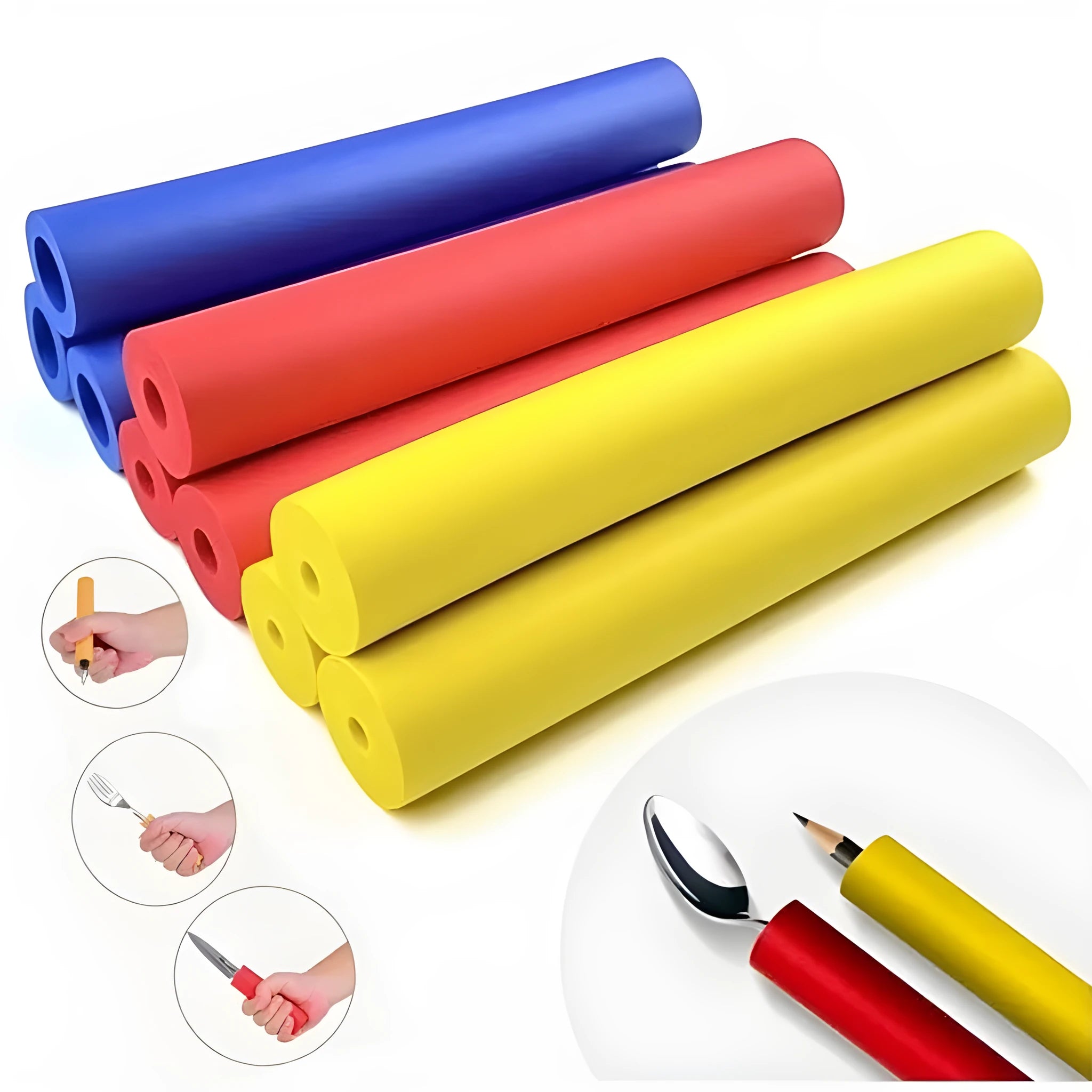 Rubber auxiliary grip hose for tableware handles, showing 10mm and 18mm inner diameter options.