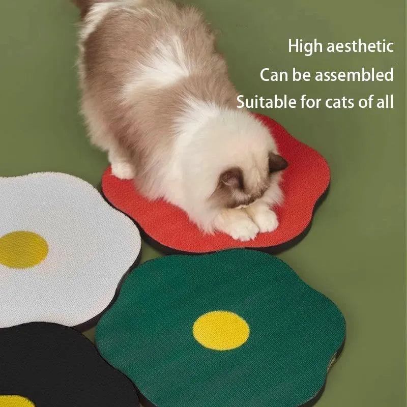 Wall mounted cat scratching board with corrugated surface in grey colour