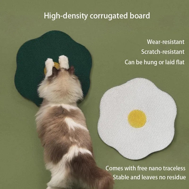 Wall mounted cat scratching board with corrugated surface in grey colour