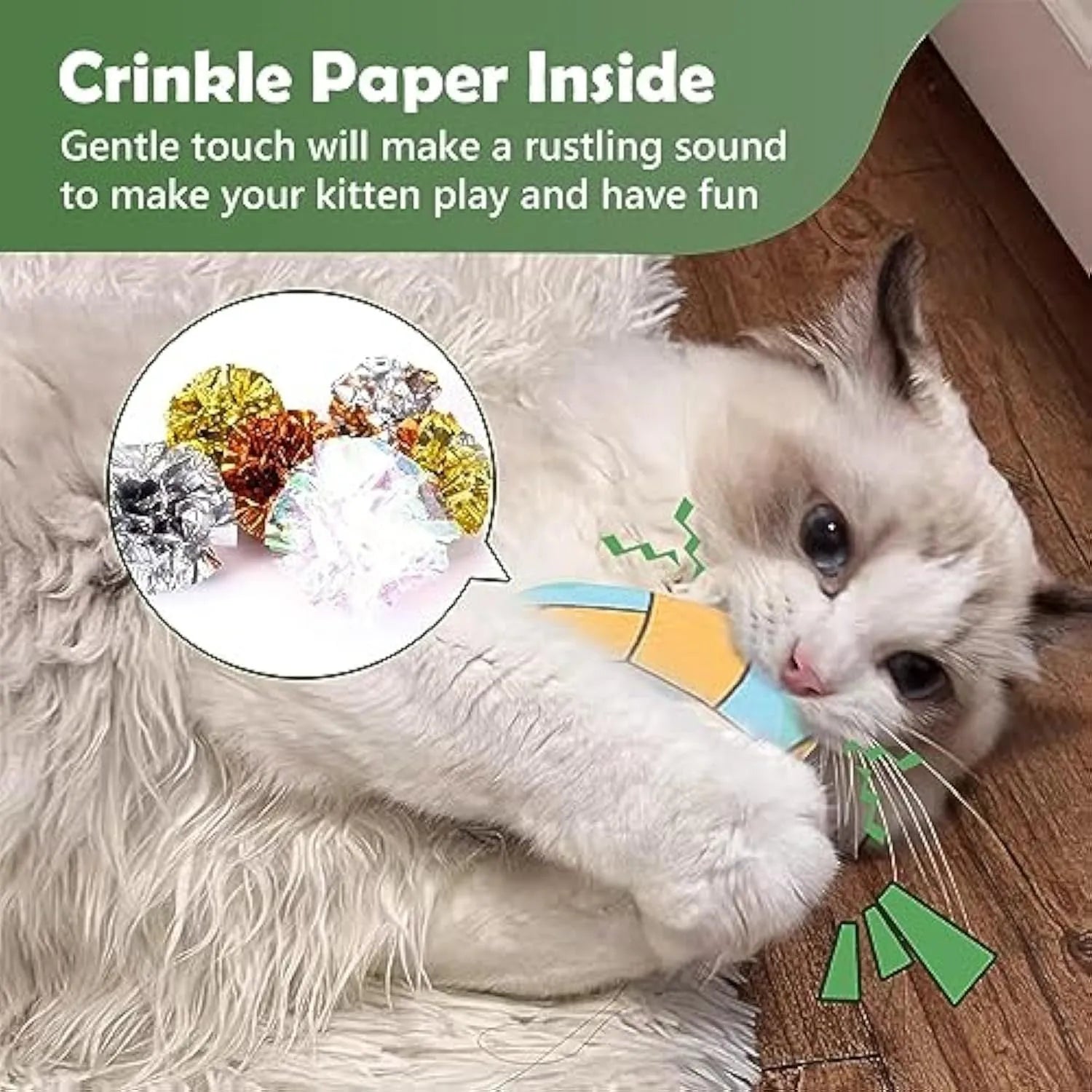 Soft plush cat flying disc toy with sports ball pattern, containing catnip and crinkle material.