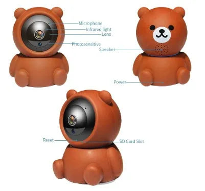 Bear 1080P WiFi security camera with infrared night vision and auto motion tracking