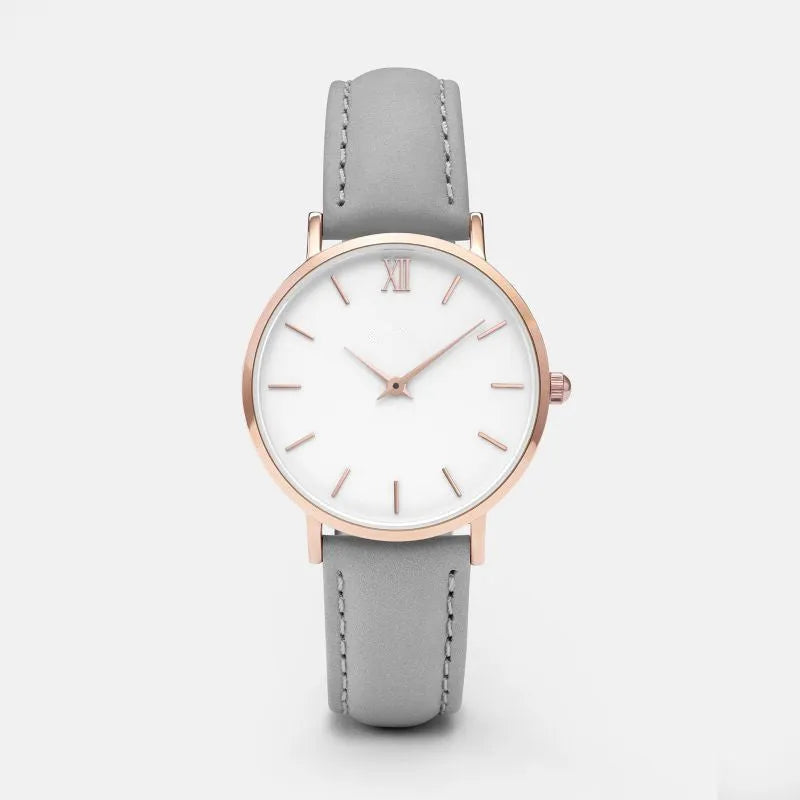 Quartz watch with 35.5mm square alloy case and PU leather strap in various colour options