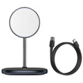 Swan Magnetic Desktop Stand Wireless Charger for Apple iPhone 12 in black and white with Type-C cable