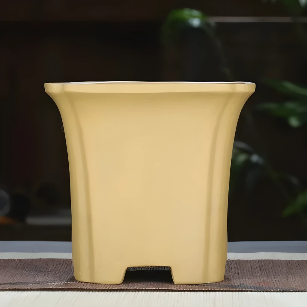 Purple clay orchid pot, classical square shape, 15.5 cm width, 13.8 cm opening, 14 cm height, fine pottery
