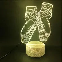 Ballet dancing shoes design 3D night light with multi-colour LED illumination on an ABS base.