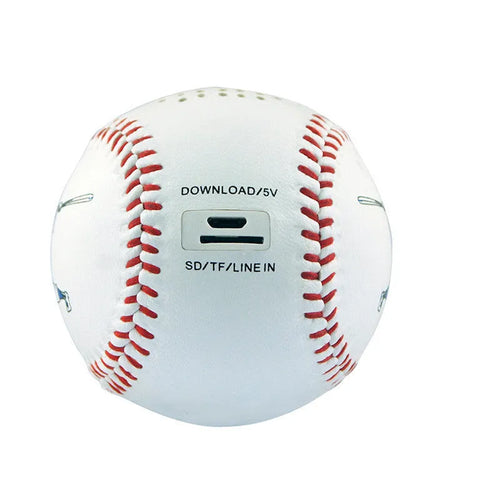 Baseball home Bluetooth speaker in white with 3W output, 600mAh battery, and USB interface