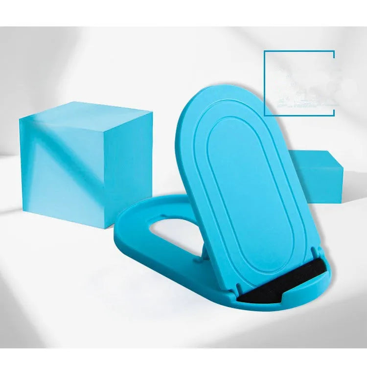 Plastic lazy bracket mobile phone stand shown in one of six available colours: black, blue, grey, pink, white, or yellow.