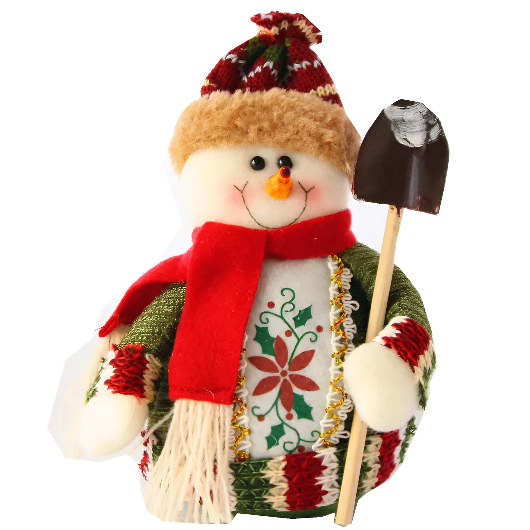 Red, green and white flannel snowman Christmas wall hanging decoration measuring 18x13cm