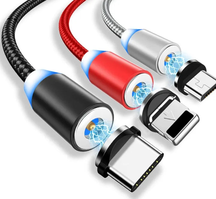 YBD magnetic LED charging cable 1 metre length with aluminium shell in multiple colours